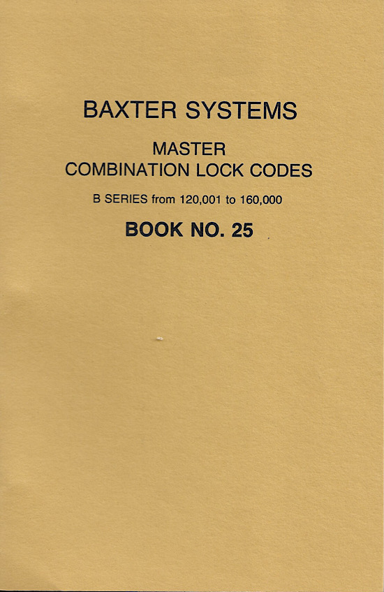 Master Combo Padlock Codes Series B 120,001-160,000