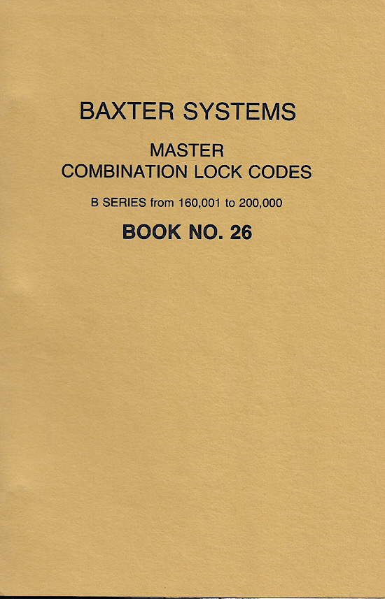 Master Combo Padlock Code Series B 160,001-200,000