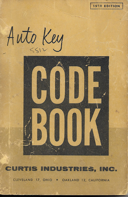 Used Curtis domestic key codes. 15th edition. Early 60�s, with 1965 Ford supplement.