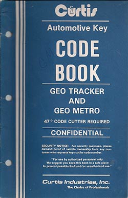 1988 Geo Tracker and Metro Code Book (20460) used