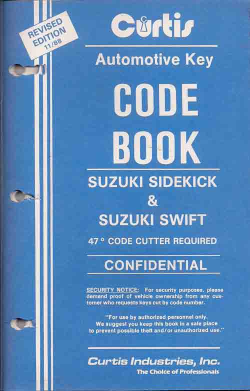 Curtis 1988 Suzuki Sidekick/Swift/Geo codes (used)