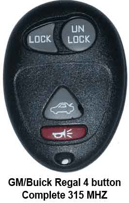 New: GM/Buick Regal 4 button key fob. Complete 315 MHZ