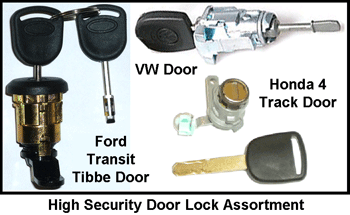 High Security Door Lock Assortment. VW, Honda and Ford Transit