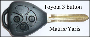 Toyota 3 button shell for Matrix, Yaris, Rav4